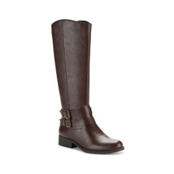 Style Co Womens 8.5 M WC Brown Malia Faux Leather Knee High Riding Boots NIB GR0 - Picture 1 of 6